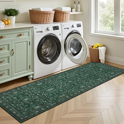 Hallway Runner Rug: 2.6x8 Kitchen Rugs for Living Room Deep Green