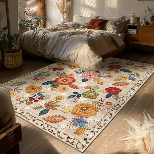 4x6 Washable Area Rugs for Bedroom: Small Living Room Rug Soft Throw Carpet