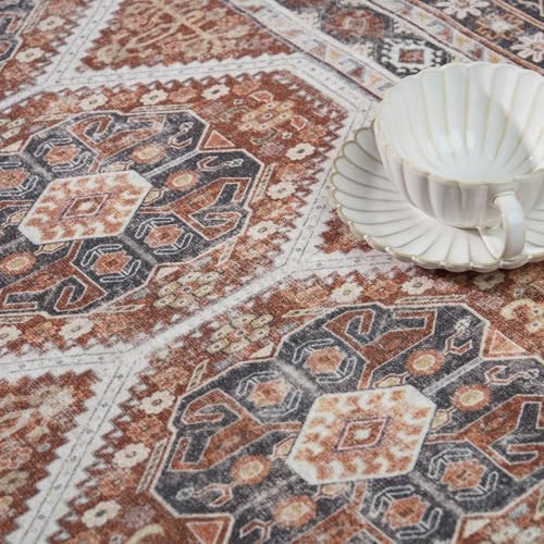 Ksrau 3x12 Runner Rug Washable Vintage: Non Slip Hallway Runners Brick