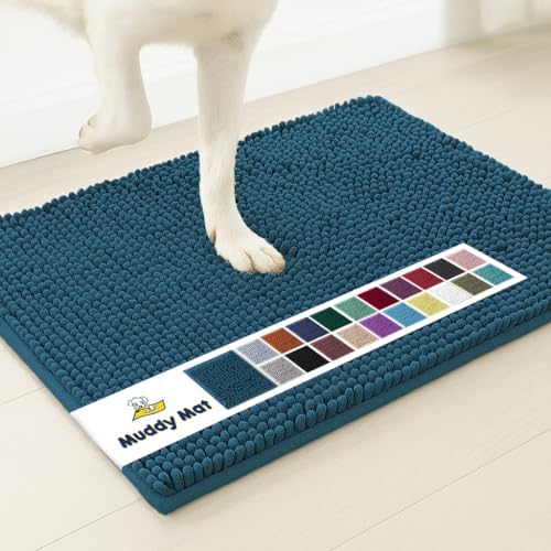 Muddy Mat® | Super Water Absorbent Door Mat Indoor, Microfiber Quick Dry Chenille Entryway Rug, Slip Resistant Front Door Mat, Indoor Mats for Entryway,Machine Washable Pet Rug, Atlantic Green 48"x72"