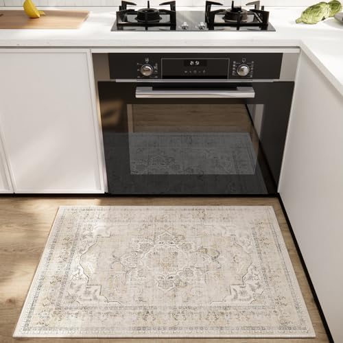 2x3 Washable Area Rug for Entryway: Small Boho Rug Door Mat Indoor Entrance