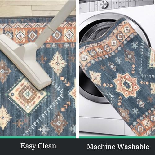 HEBE Boho Kitchen Rugs Set of 3, Non Slip Washable Kitchen Mats for Floor