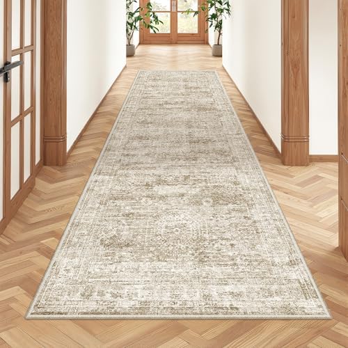 2'6 x 8' Runner Rug Non Slip,Washable Kitchen Rugs,Brown