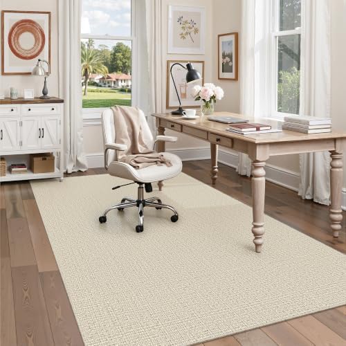 Valenrug 5x7 Area Rugs, High-Low Pile Washable Rugs for Living Room, Beige