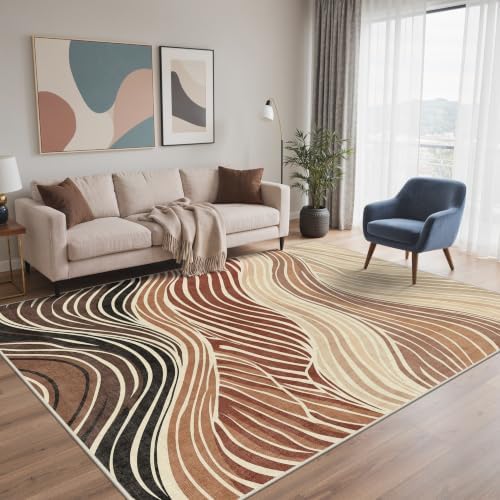 BEIMO 8x10 Area Rugs for Bedroom, Caramel Sand Washable Abstract Rug