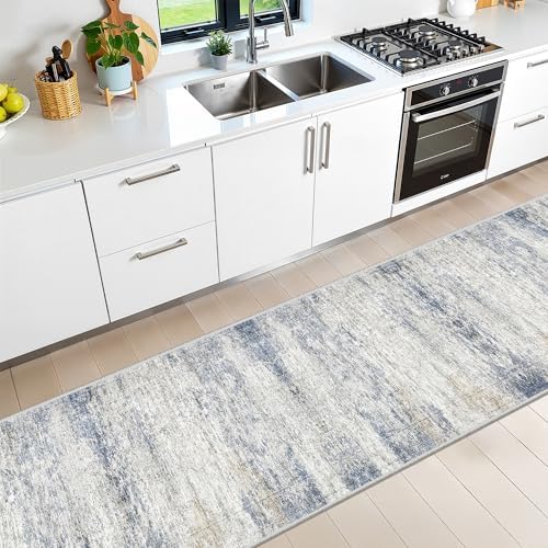 2x12 Runner Rug Non Slip,Washable Hallway Runner Rug,Blue