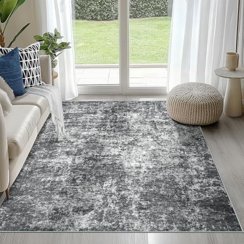 4x6 Area Rugs for Living Room Washable Bedroom Dining Room Black Grey