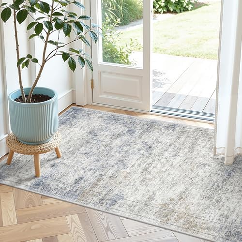 2x4 Rug Runners for Hallways Non Slip,Blue