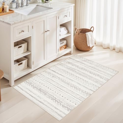 cotiled Washable 3x5 Entryway Rugs: Boho Moroccan Soft Small Rug
