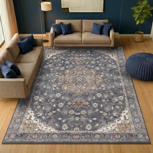 Keen Home Design Vintage Washable Area Rug, Non-Slip Low Pile, 9x12