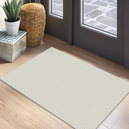 EARTHALL Washable Entryway Rug, Non Slip Doormat, 2x3 Ft, Cream/Grayish