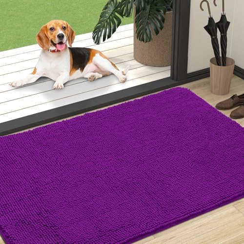 OLANLY Dog Door Mat for Muddy Paws 47x32, Super Absorbent Chenille Mud Mat