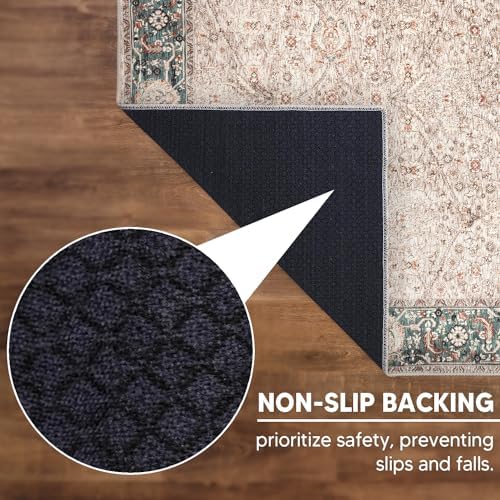 Keen Home Design Vintage Washable Area Rug, Non-Slip Low Pile, 9x12