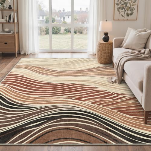 BEIMO 8x10 Area Rugs for Bedroom, Caramel Sand Washable Abstract Rug