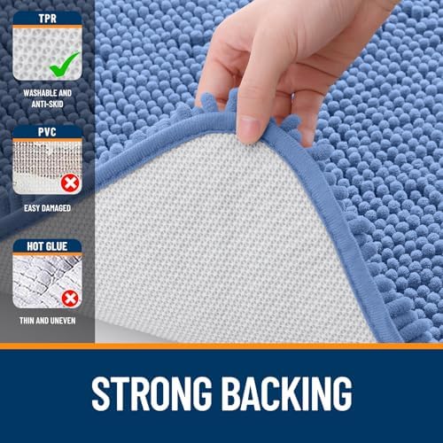 OLANLY Bathroom Runner Rugs 47x20, Extra Soft Absorbent Chenille Bath Rugs