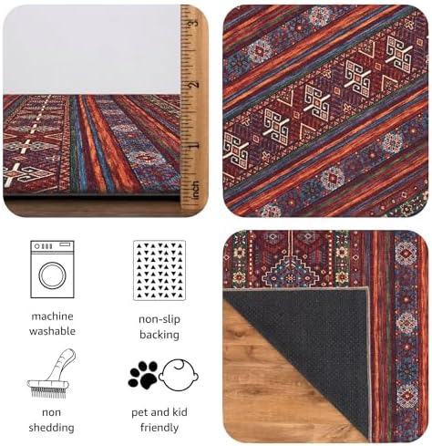 Keen Home Design 10x14 Rug - Machine Washable Area Rug with Non-Slip Backing, Ideal for Living Room, Dining Room, Bedroom - Vintage, Easy Clean, Durable, Low Pile Rug - (9'7" x 14')