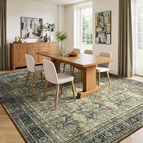 Lessymo Area Rugs 8 x 10 for Living Room,Large Washable Carpet Dark Brown