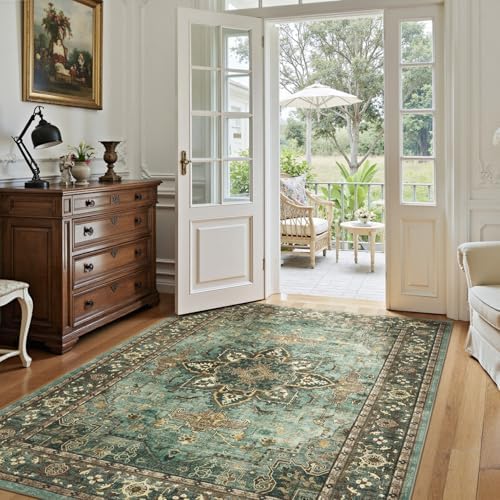 Lofus 6x9 Green Area Rugs for Bedroom Living Room, Vintage Boho Carpet