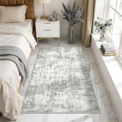 Washable 4'x6' Abstract Area Rug for Bedroom Living Room