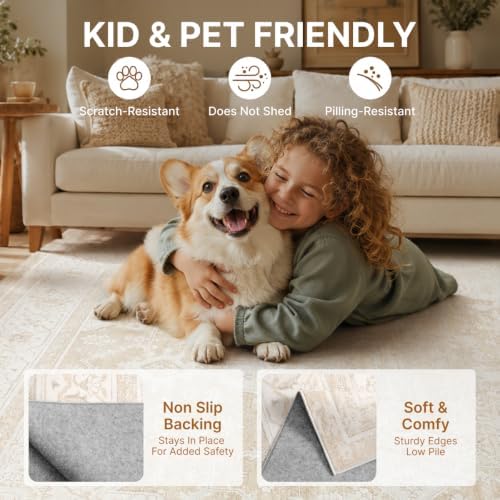 10x12 Area Rugs Washable Large Vintage Rug for Living Room Bedroom