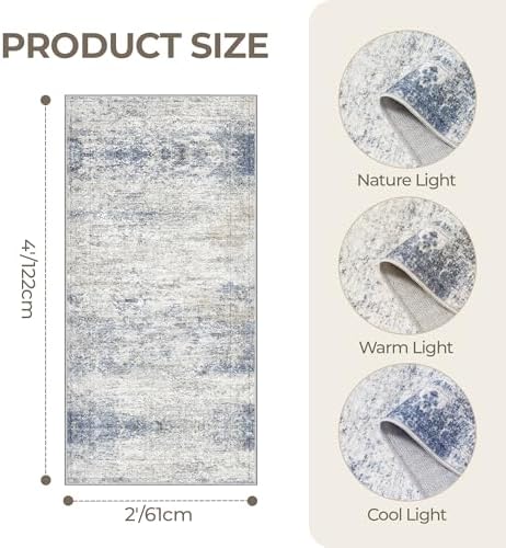 2x4 Rug Runners for Hallways Non Slip,Blue