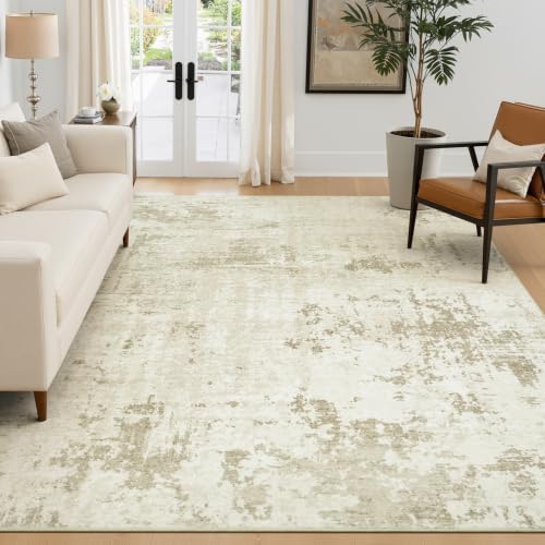 Rugflix 5x7 Area Rugs for Living Room, Washable Linen Beige Large Rug
