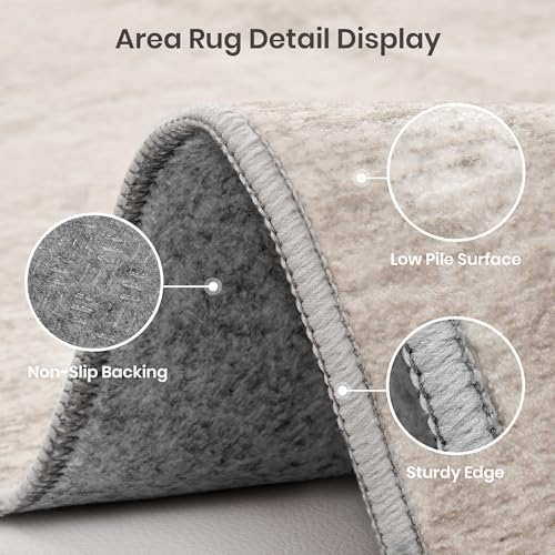 Valenrug 8x10 Area Rugs for Living Room, Large Washable Rug Non Slip, Beige