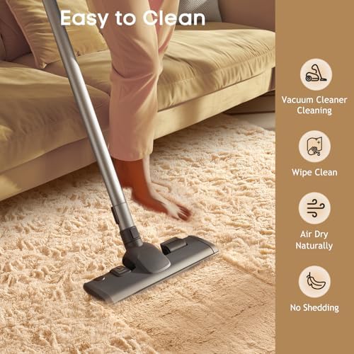 Ophanie Beige Rugs for Bedroom Living Room, Fluffy Fuzzy Furry Carpet,Plush Soft Shaggy Bedside Indoor Floor 4x6 Area Rug for Kids Girls Boys Baby Teen Dorm Nursery Decor with Over 99 pcs Pile fibers