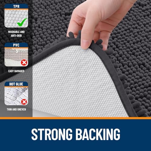 OLANLY Toilet Rugs U-Shaped 24x24, Soft Absorbent Chenille Contour Rugs