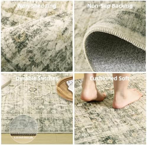 Washable Living Room Area Rug: 8x10 Bedroom Rug Non Slip Boho Large Carpet