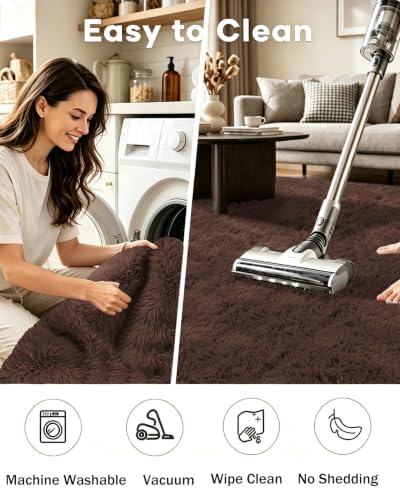 Smiry Area Rugs for Living Room Bedroom 5x7 ft, Fluffy Washable Carpet