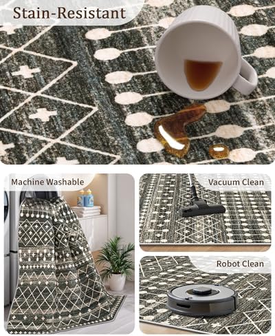Miukiki 6x9 Area Rug Washable Non Slip Rug for Living Room Black