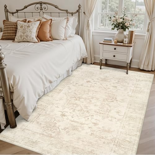6x9 Area Rugs Living Room: Bedroom Washable Carpet Beige/Brown