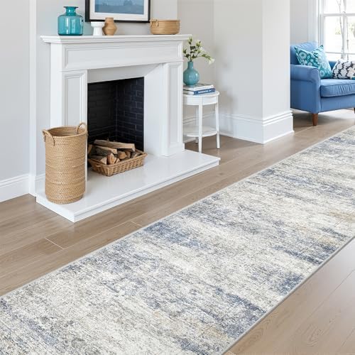 2x10 Runner Rug Non Slip,Washable Hallway Runner Rug,Blue