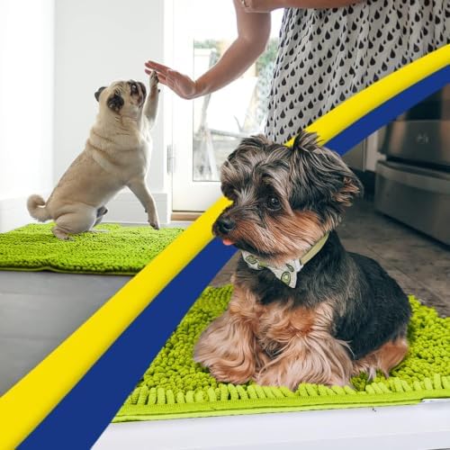 Muddy Mat® | Super Water Absorbent Door Mat Indoor, Microfiber Quick Dry Chenille Entryway Rug,Slip Resistant Front Door Mat,Indoor Mats for Entryway,Machine Washable Pet Rug, Spring Green 24" x 44"