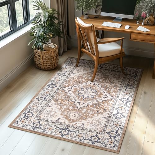 Lessymo 4 x 6 Area Rugs for Living Room, Machine Washable Faux-Wool Rugs