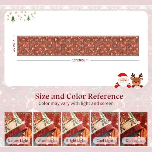 Christmas 2x12 Runner Rugs for Hallway, Red Non Slip Washable Kitchen Rug