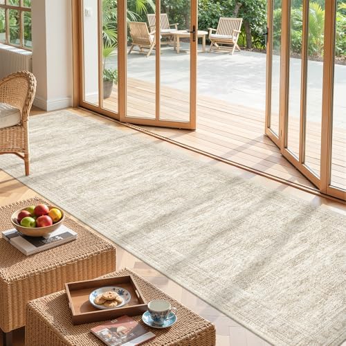 2'6 x 12' Runner Rug Non Slip,Washable Kitchen Rugs,Beige