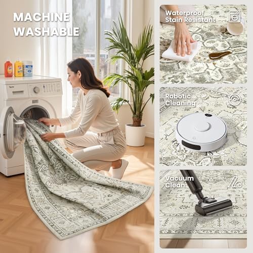 zesthome 8x10 Area Rugs for Living Room,Large Washable Rug,Beige