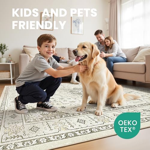 zesthome 8x10 Area Rugs for Living Room,Large Washable Rug,Beige