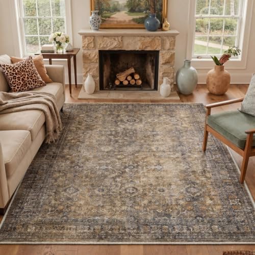 Bavni 5X7 Area Rug for Living Room, Washable Boho Vintage Floral Non Slip