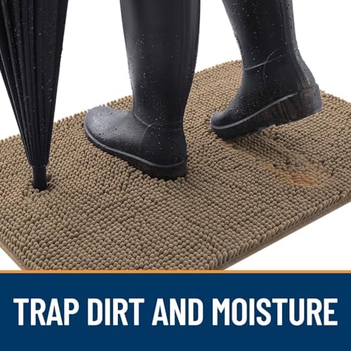 OLANLY Dog Door Mat for Muddy Paws 44x24, Super Absorbent Chenille Mud Mat