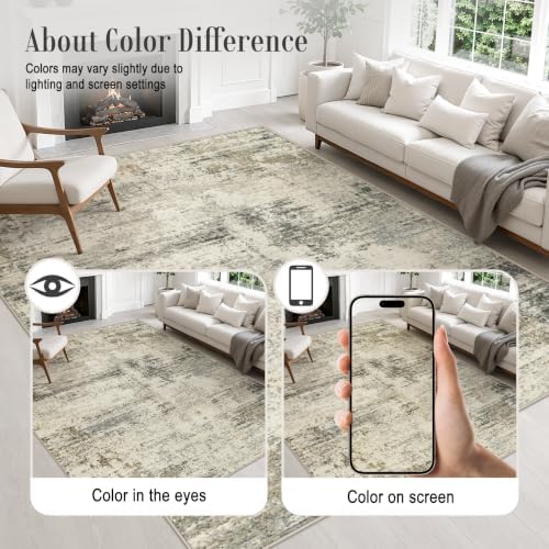 Round Area Rug Living Room: 6 ft Modern Washable Indoor Carpet