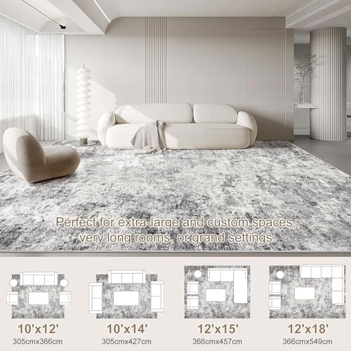 UERMEI 10x14 Washable Area Rug - Neutral Modern Abstract Living Room Rugs, Non-Slip Soft Large Indoor Floor Carpet for Bedroom Home Office & Under Dining Table Decor, Dark Brown