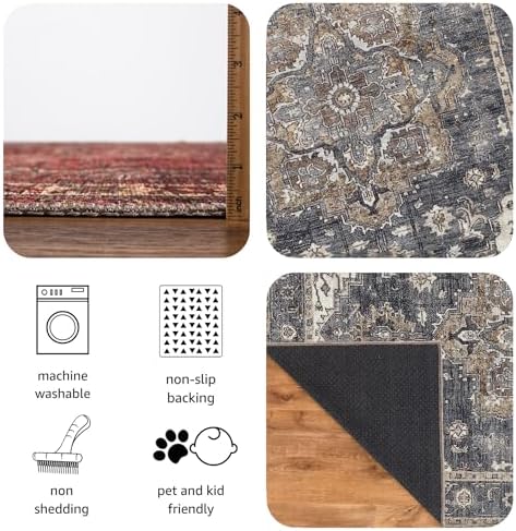 Keen Home Design 10x14 Rug - Machine Washable Area Rug with Non-Slip Backing, Ideal for Living Room, Dining Room, Bedroom - Vintage, Easy Clean, Durable, Low Pile Rug - (9'7" x 14')