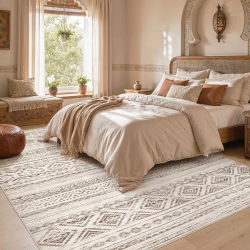 cotiled Boho 7x9 Area Rug for Living Room: Large Moroccan Washable Rug