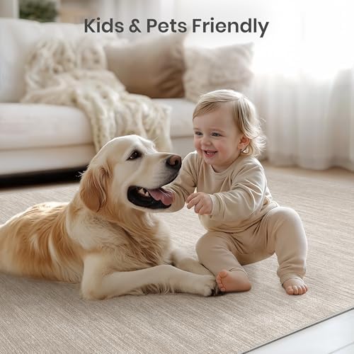 Valenrug 8x10 Area Rugs for Living Room, Large Washable Rug Non Slip, Beige