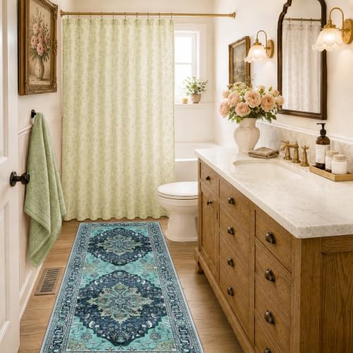 RELEANY Washable Area Rug, Runner 2'x6', Teal