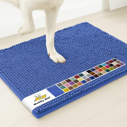 Muddy Mat® | Super Water Absorbent Door Mat Indoor, Microfiber Quick Dry Chenille Entryway Rug, Slip Resistant Front Door Mat, Indoor Mats for Entryway, Machine Washable Pet Rug, Periwinkle 3ft x 5ft