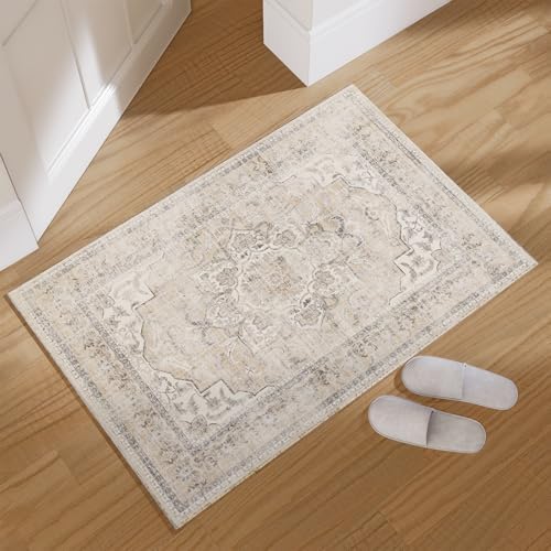 2x3 Washable Area Rug for Entryway: Small Boho Rug Door Mat Indoor Entrance